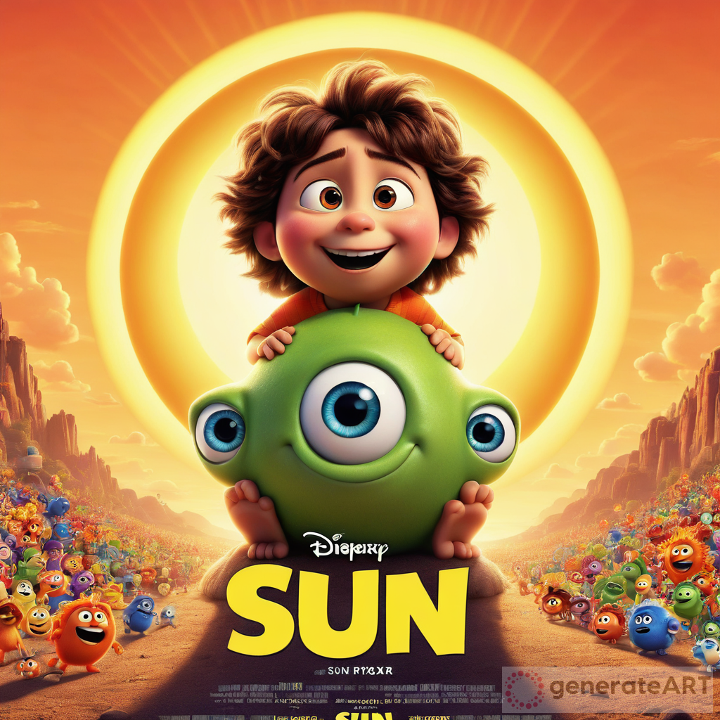 Adorable Pixar Sun Cartoon Poster