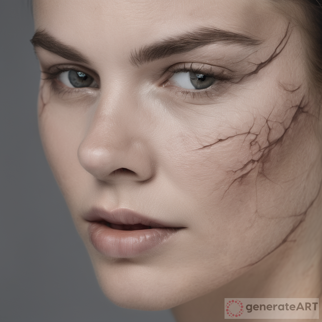 Embracing Natural Scar: Woman on Grey Background