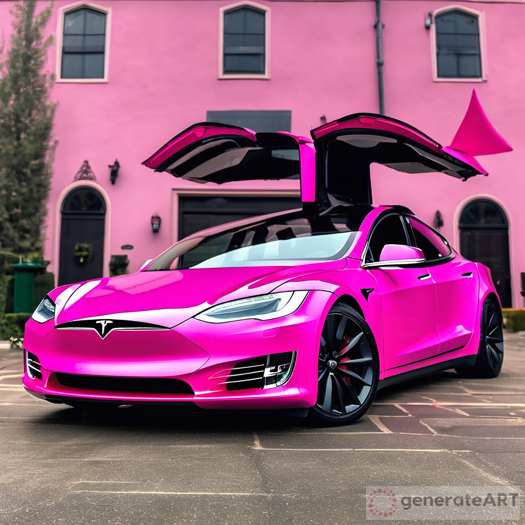 Pink Tesla Pixar Movie Poster | GenerateArt