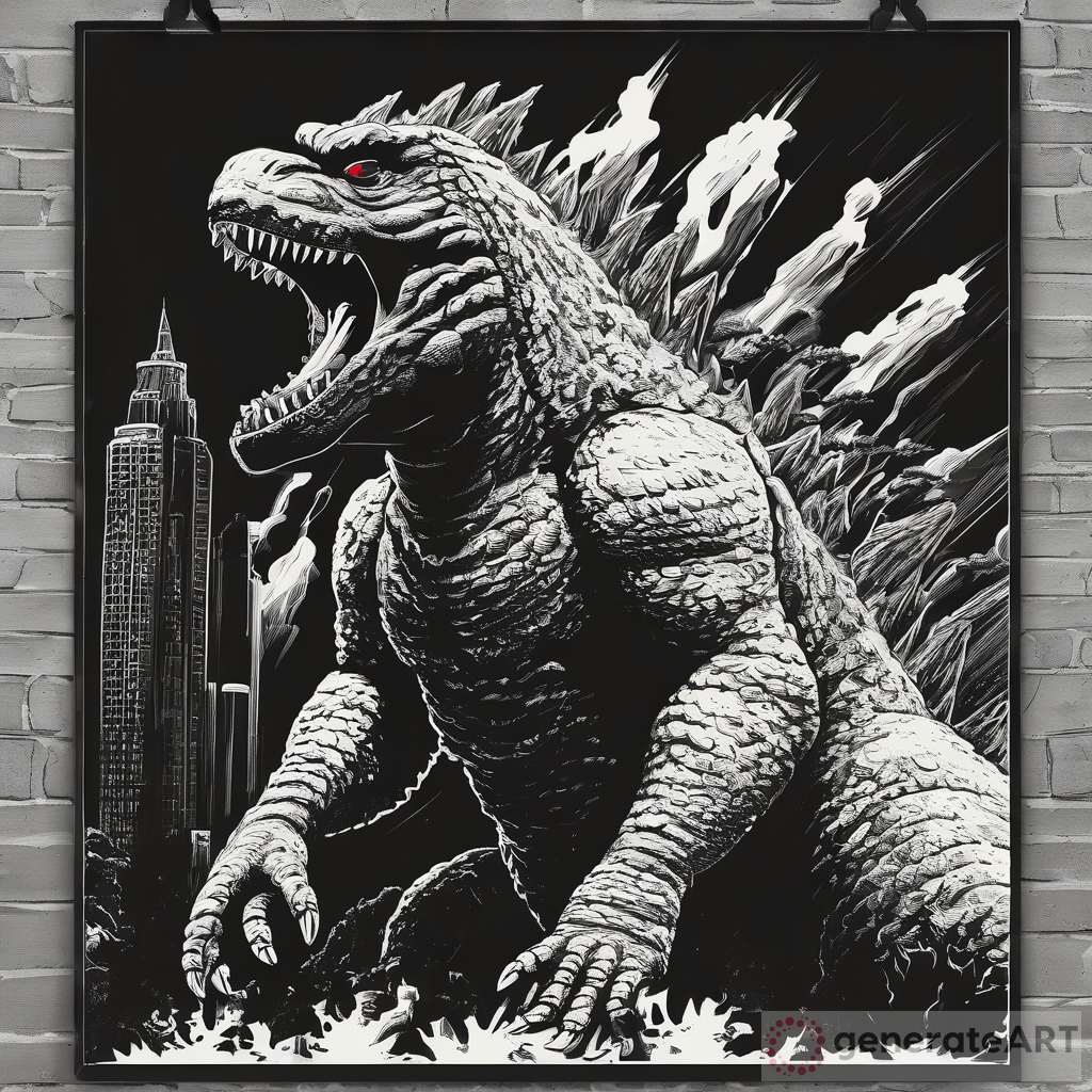 Godzilla Black & White Poster Revamp | GenerateArt