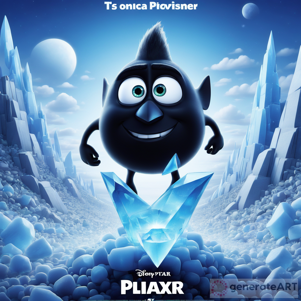 Captivating Black Ice Crystal Pixar Poster