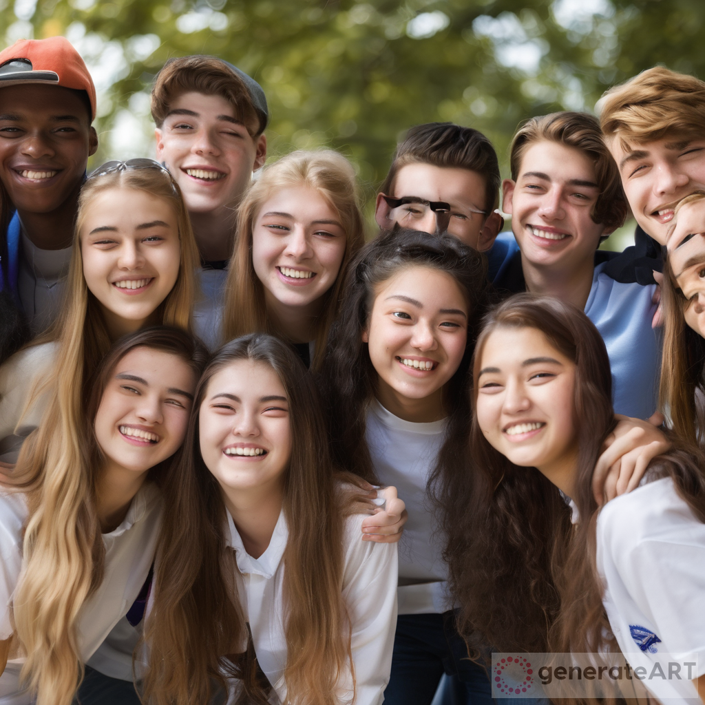 Smiling High School Students Group