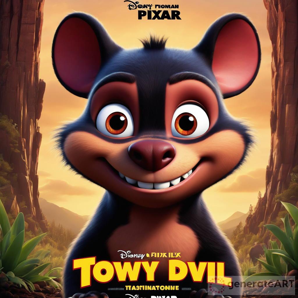 Adorable Tasmanian Devil Cartoon Pixar Movie Poster