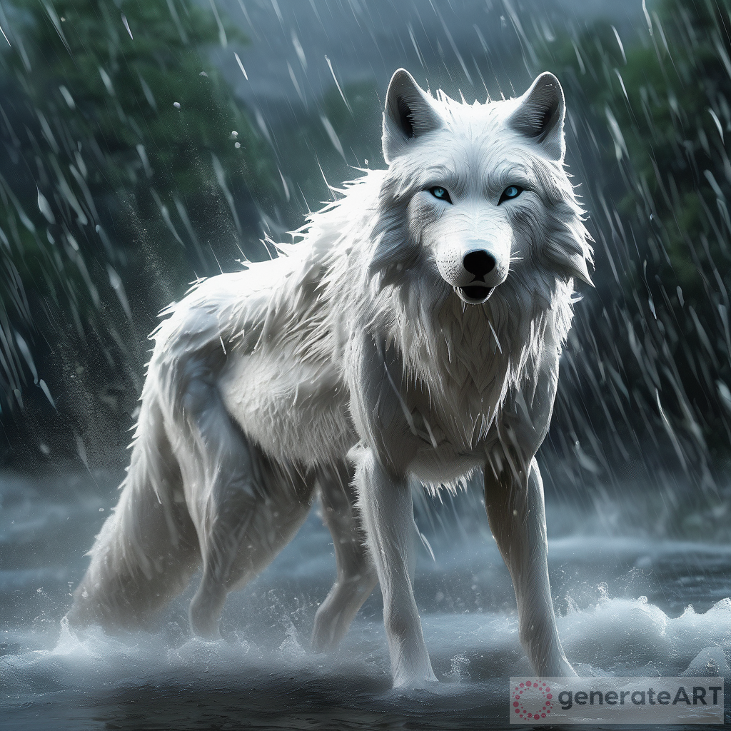 Majestic White Wolf 3D Scene