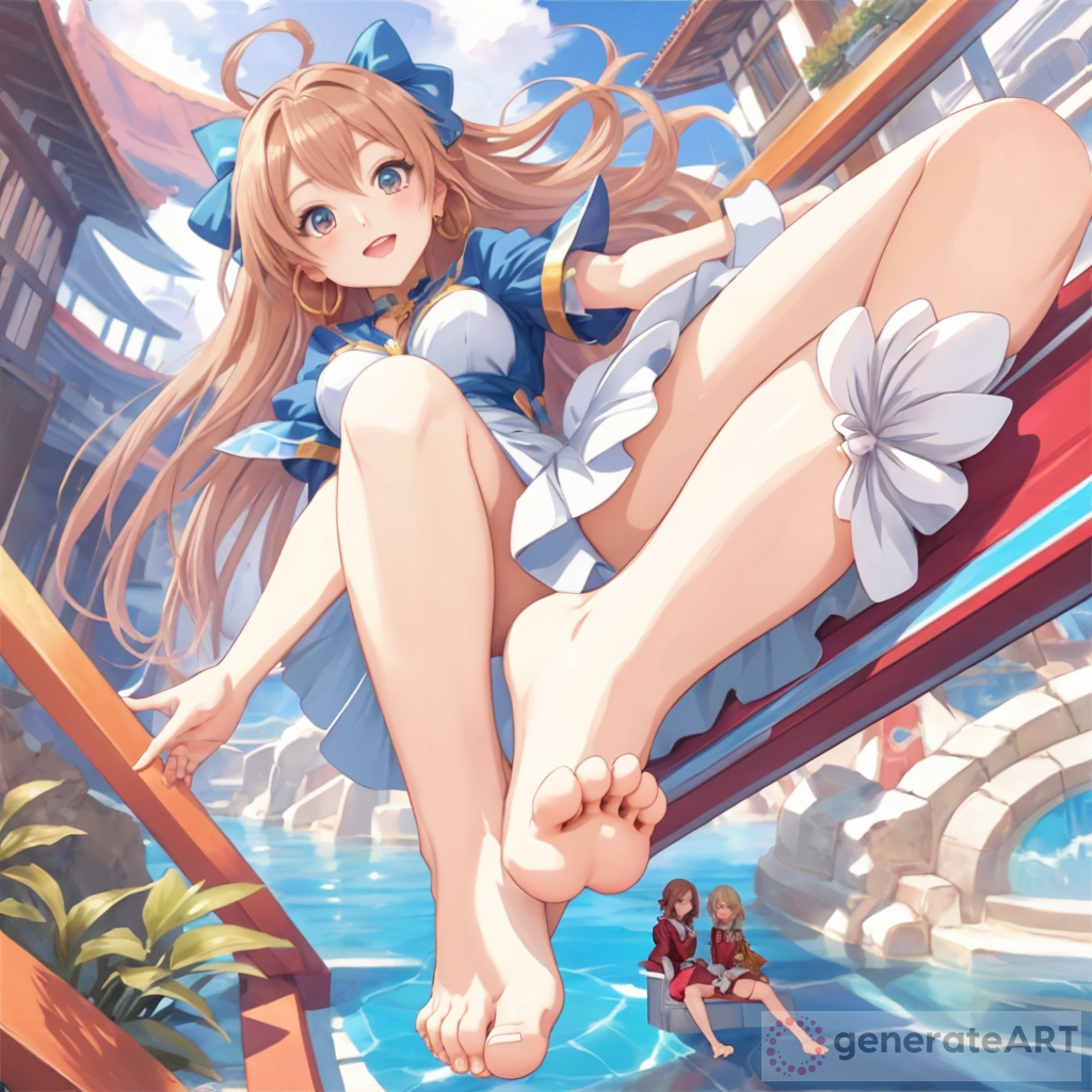 Anime girl's feet being tickled