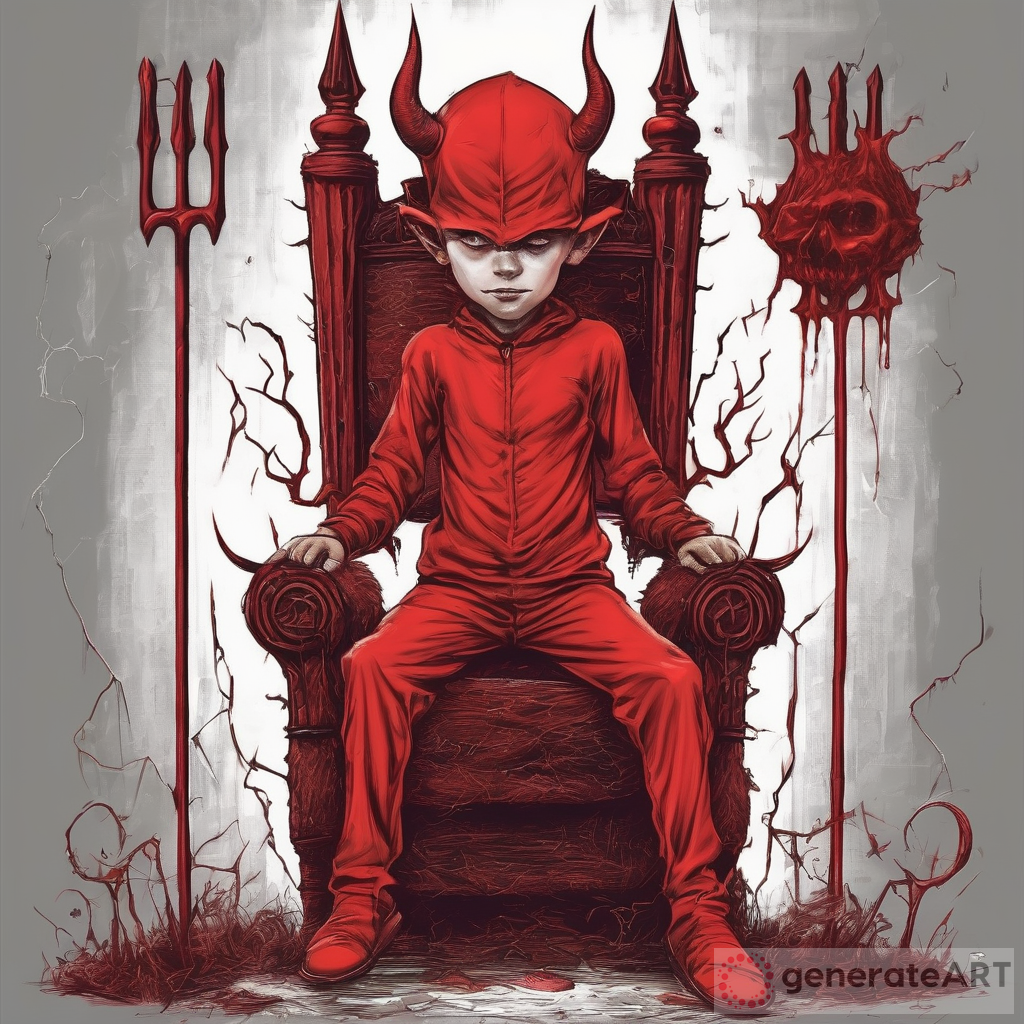 Boy Red Devil Throne Pitchfork Story