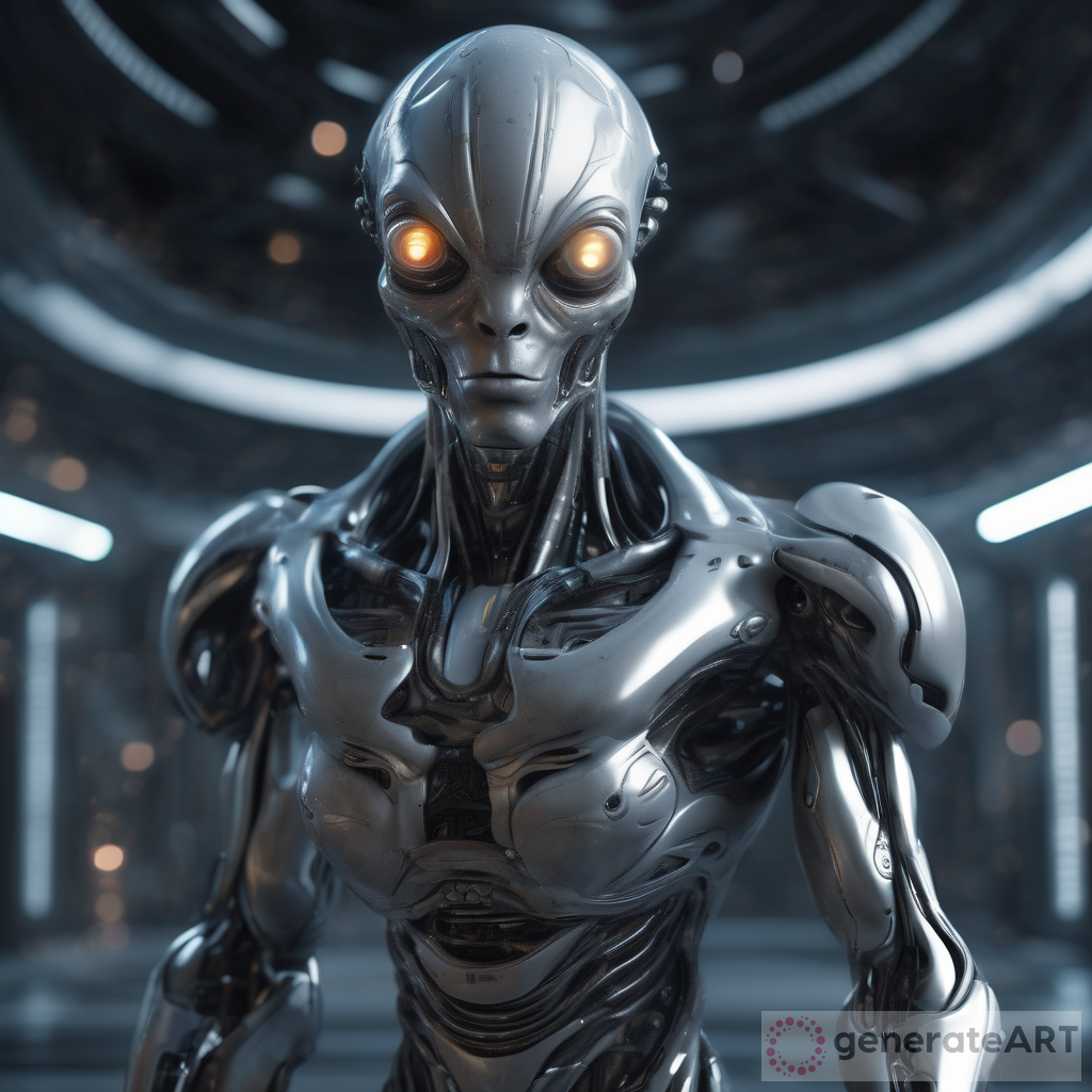 Realistic 3D Dark Alien Cyborg Design