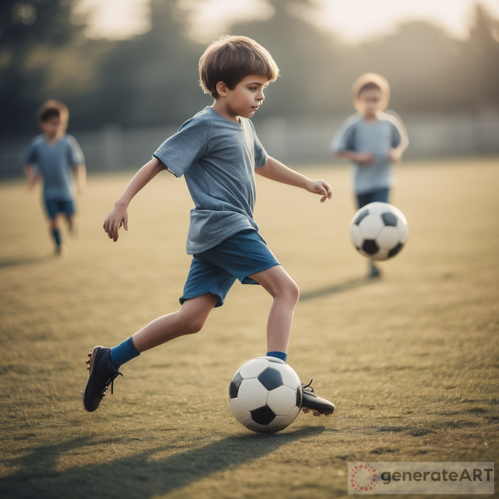 Young Boy Playing Football: A Display of Skill and Passion