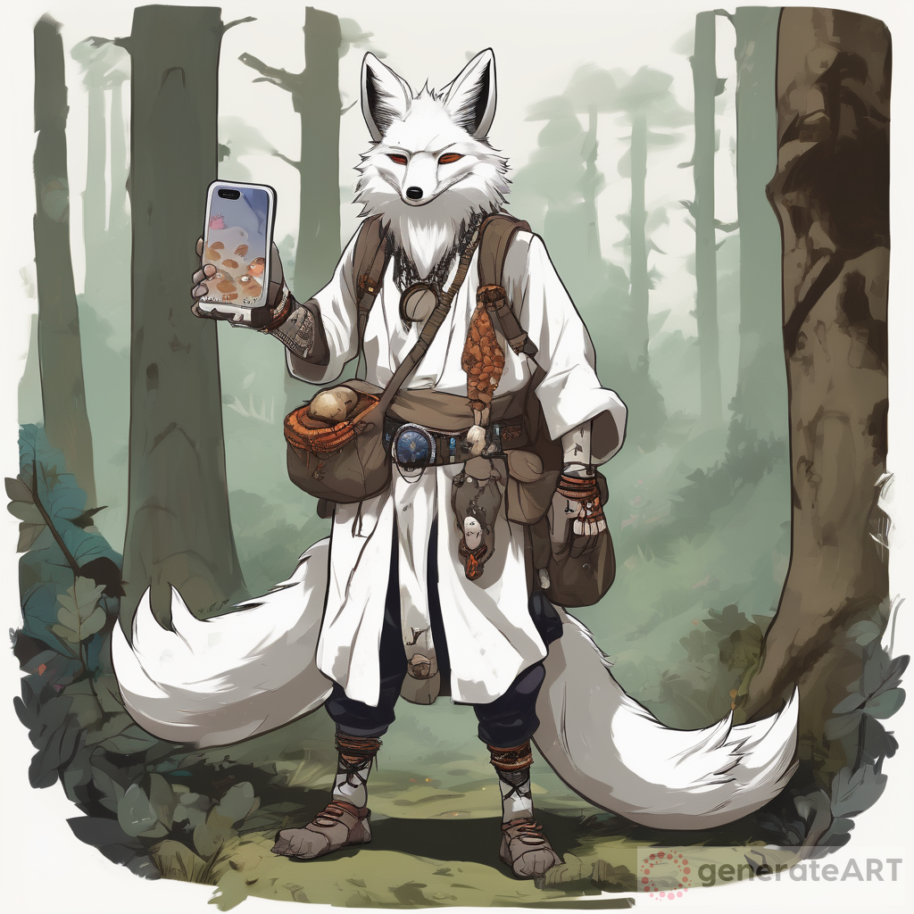 White Fox Shaman Nokia 3310: Mystical Journey in Anime Style