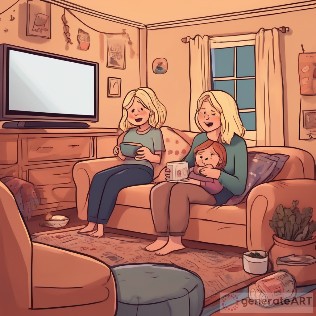 Cozy Family Bonding in Cartoon Illustration