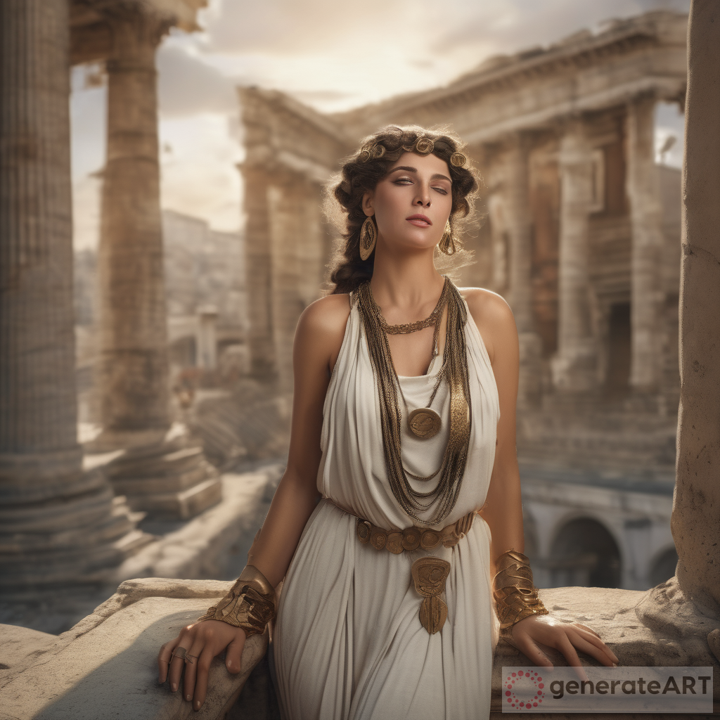 Beauty of Ancient Roman Woman in Mythical City