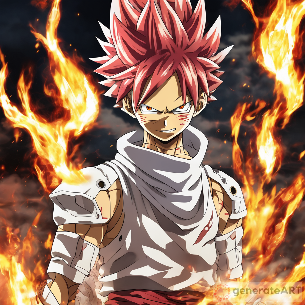 Natsu Dragneel: God of Fire with White Clothing Anime