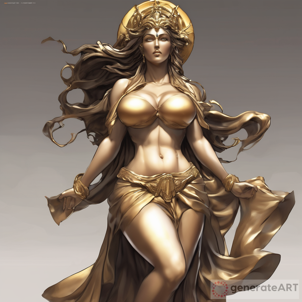 Muscular Goddess Statue with Ample Cleavage - Concept Art