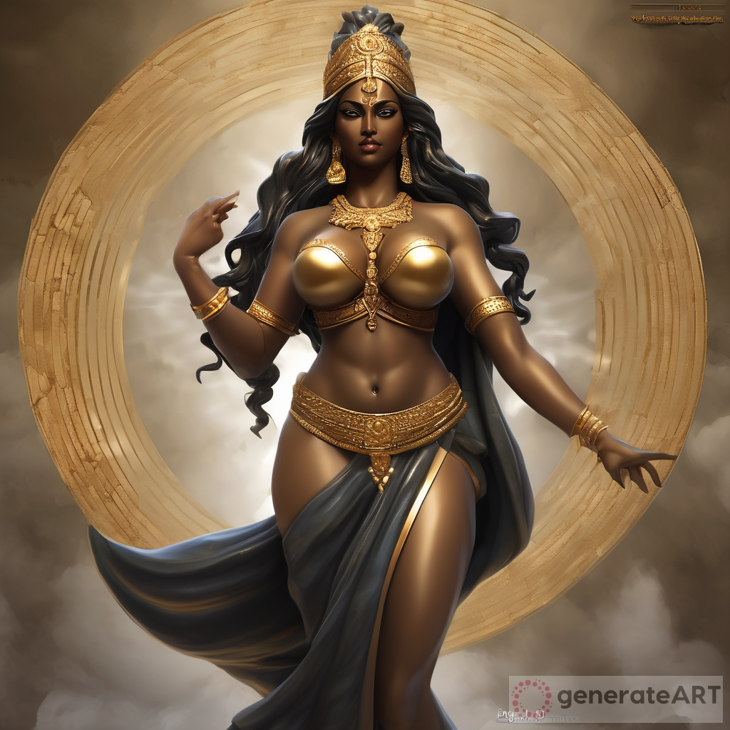 Elegant Ebony Goddess Statue with Ample Cleavage | Concept Art