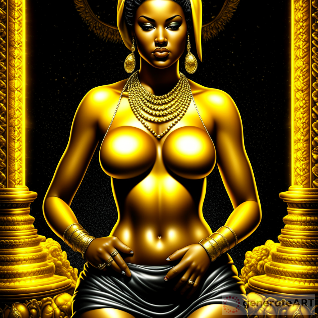 Ebony Goddess Concept Art with Ample Cleavage