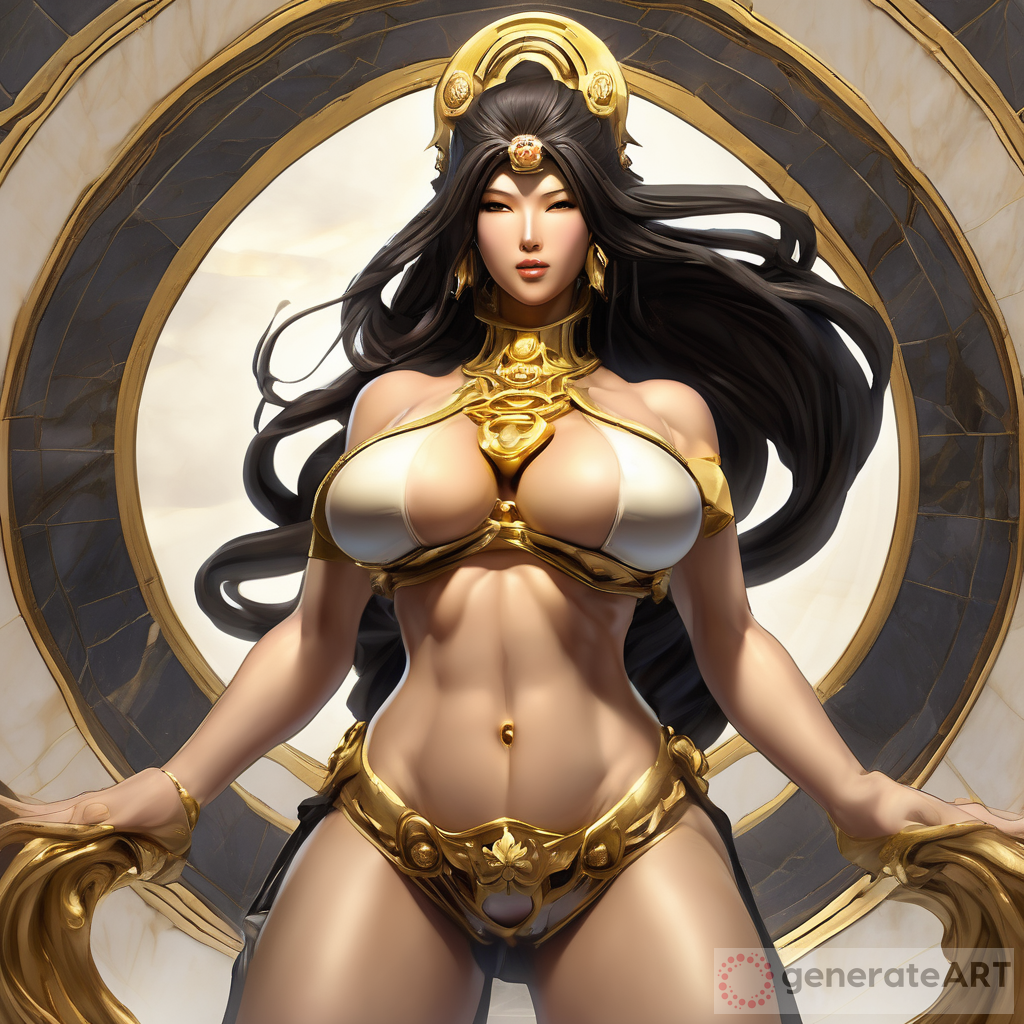 Dark Marble Goddess with Ample Cleavage: Concept Art