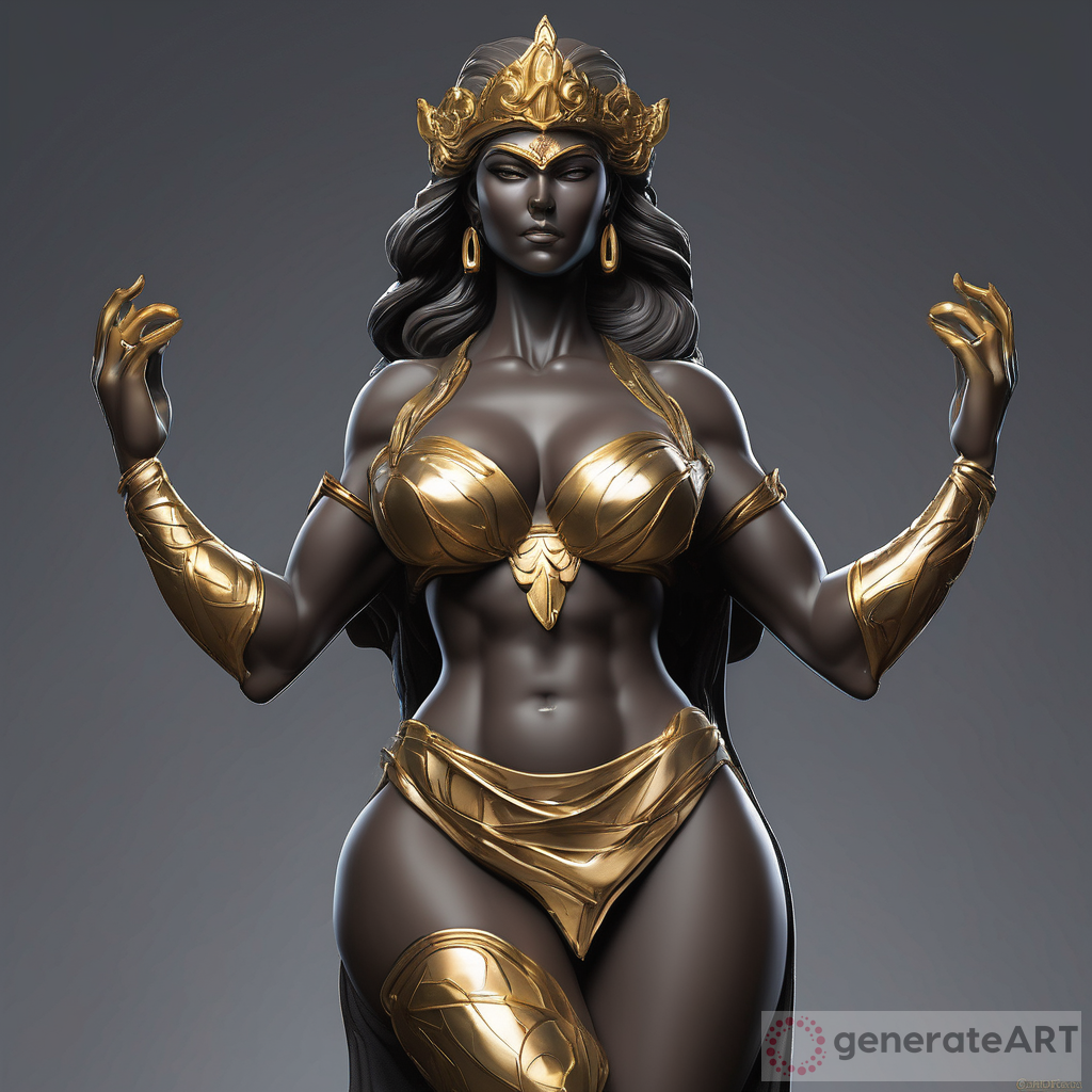 Powerful Goddess Statue in Dark Marble