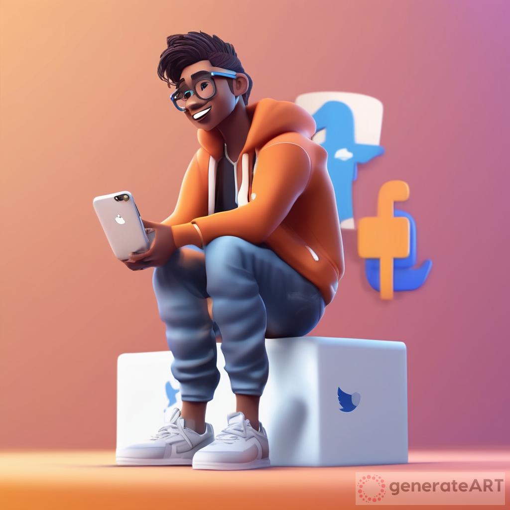 3D Animated Character on SocialMedia Logo