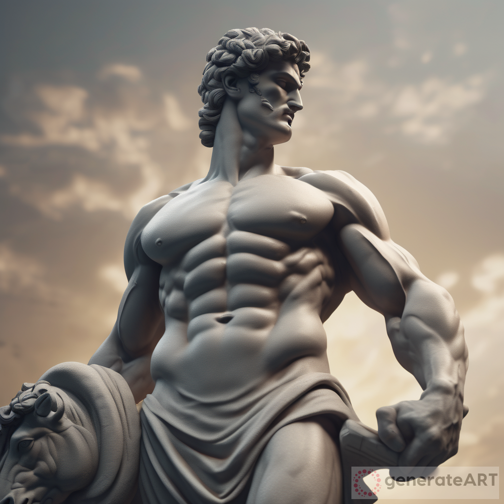 Stoic Greek Statue: Hercules Muscular Female Cinematic 8K