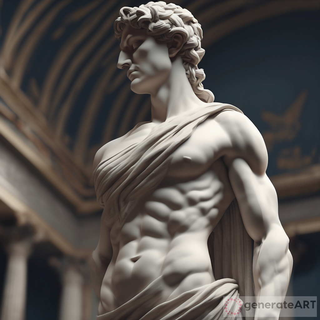 Stoic Greek Statue: Muscular Body, Strong Arms, Cinematic 8K