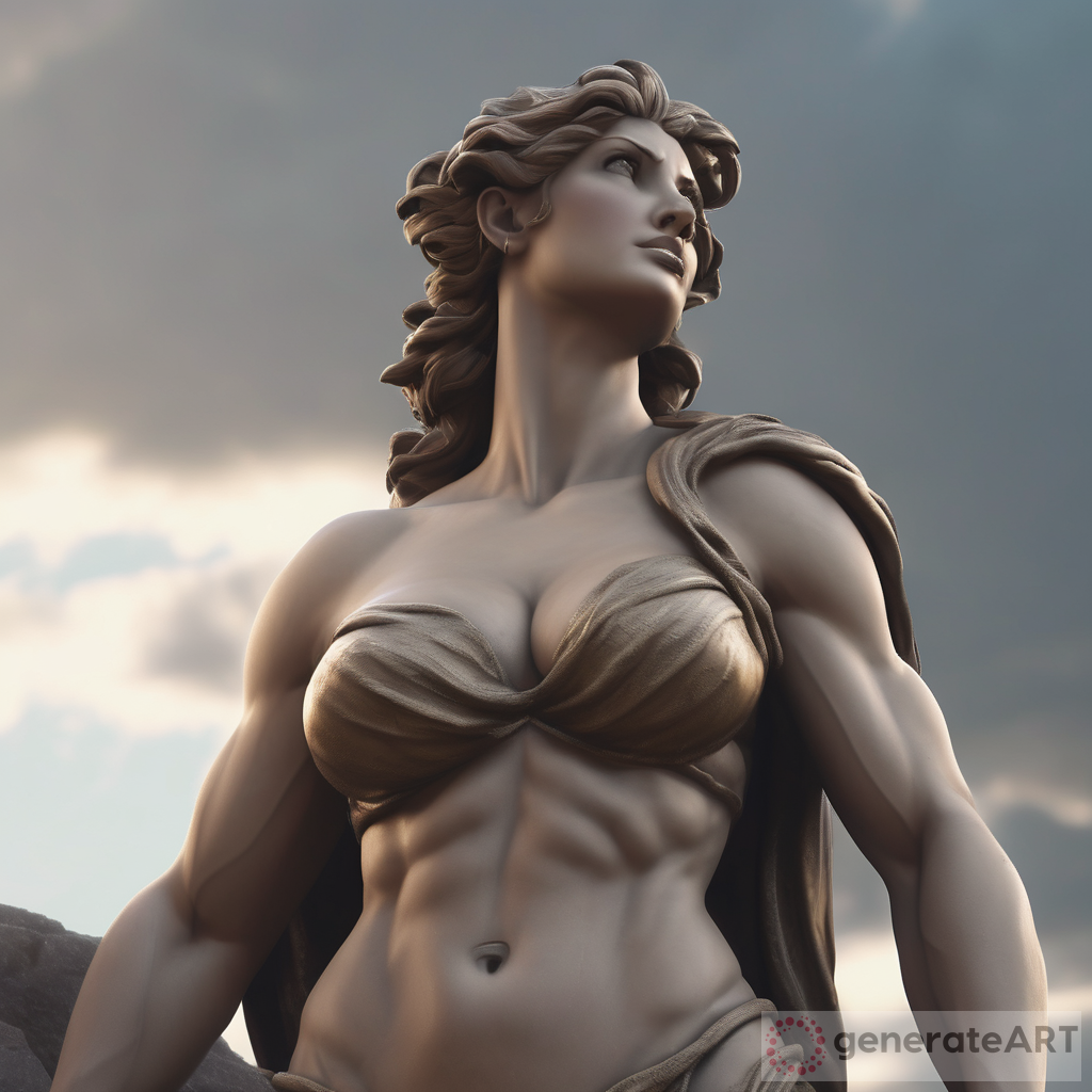 Timeless Beauty: Greek Statue of Female Strength in Cinematic 8K