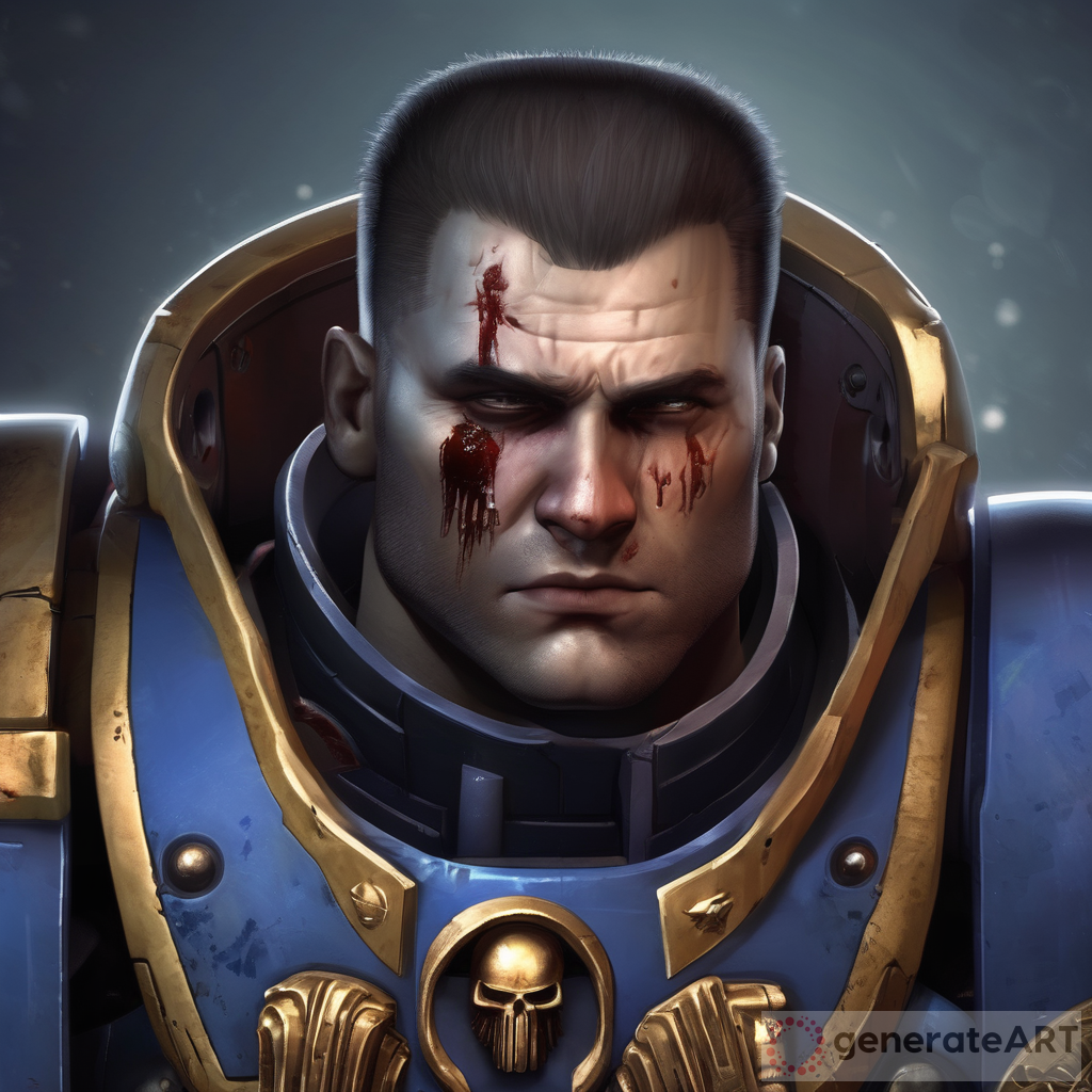 Powerful Space Marine with Long Hair and Scar