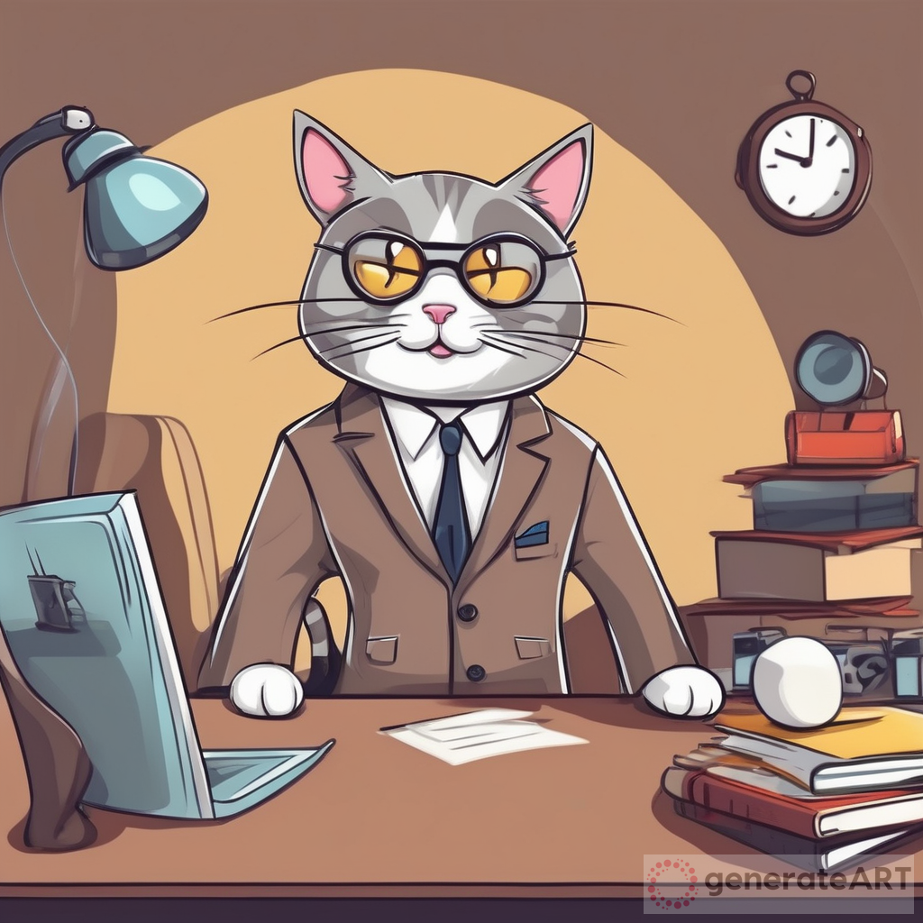 Dapper Cartoon Cat: Suit & Glasses Style