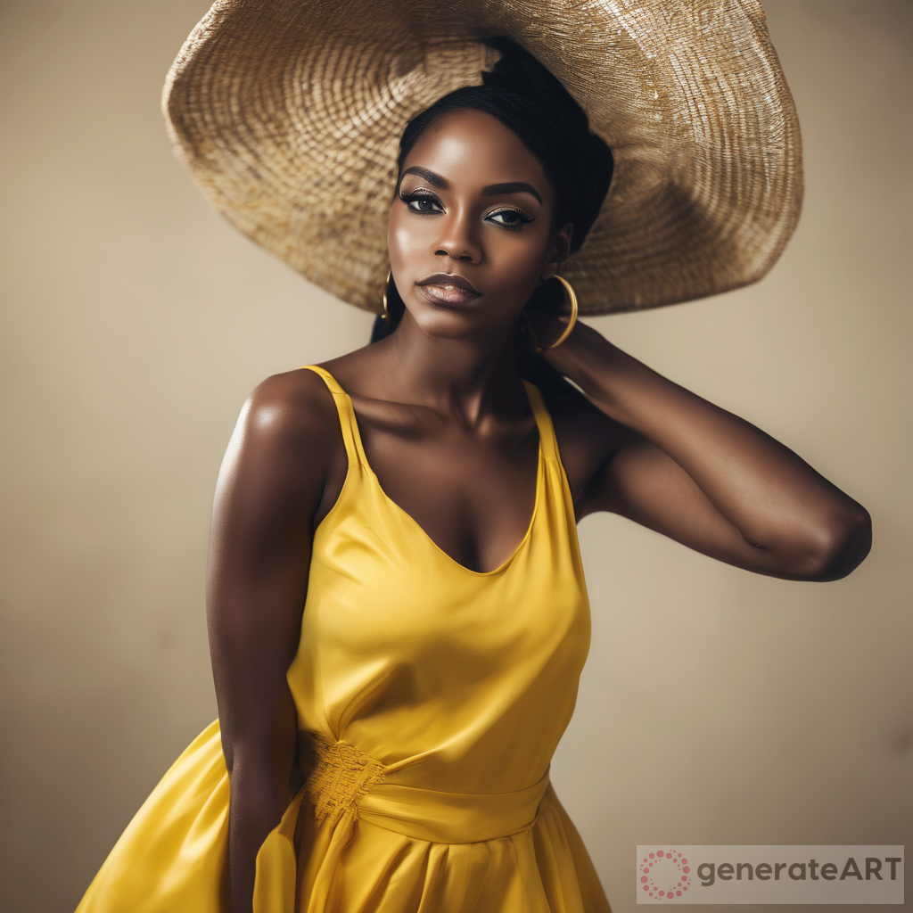 Captivating Black Woman in Yellow Dress