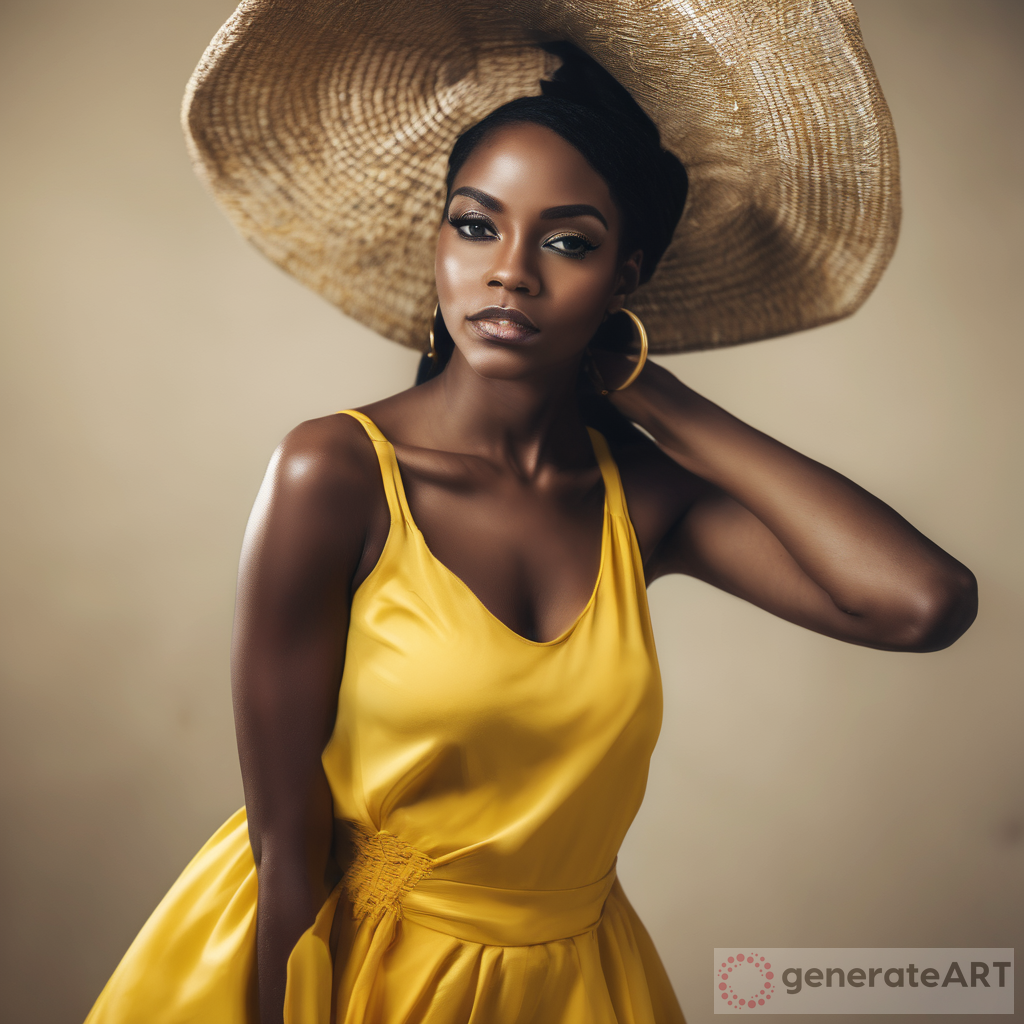 Captivating Black Woman in Yellow Dress | GenerateArt