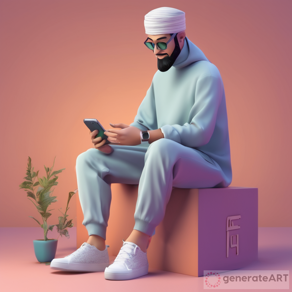 3D Illustration: Animated Character in Islamic Attire on Instagram