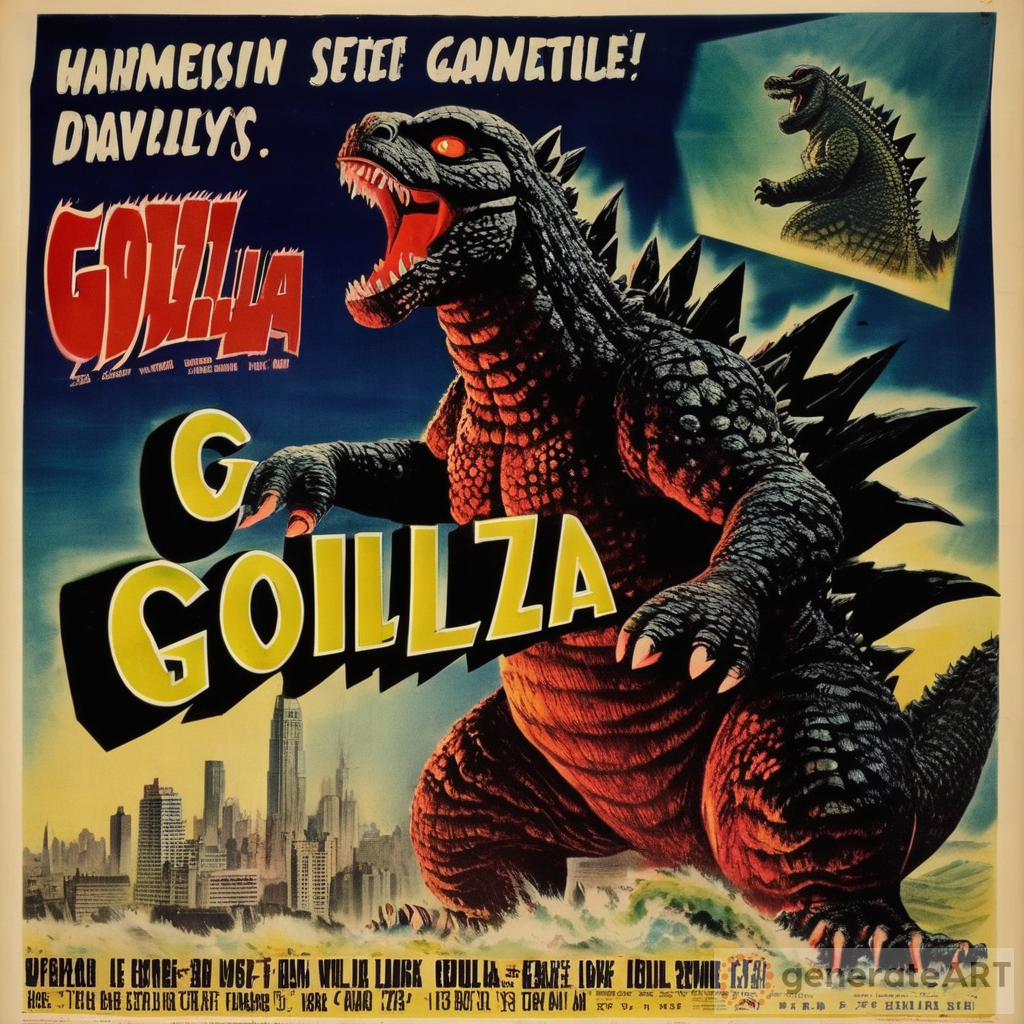 Vintage Godzilla Movie Poster from the 1950s