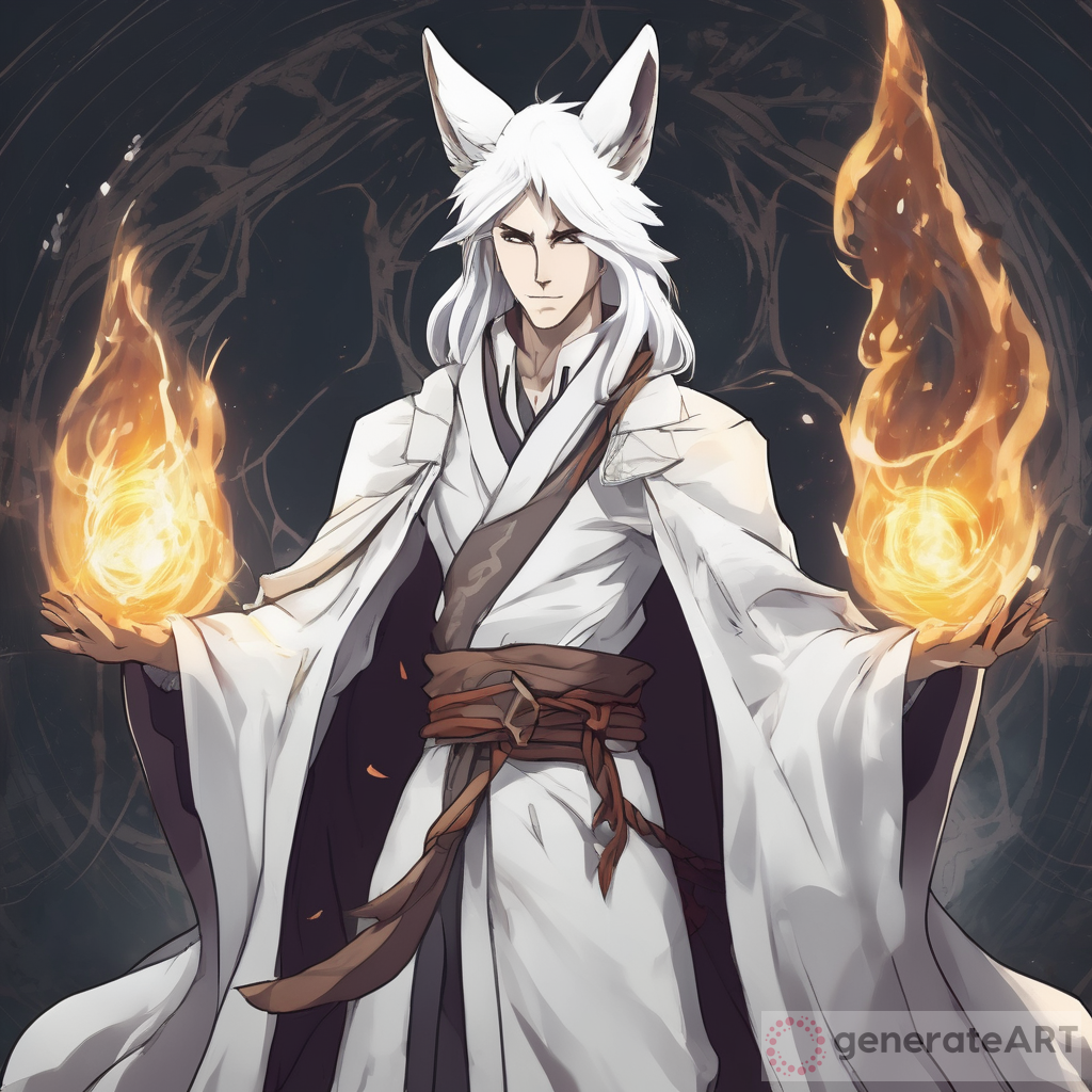 White Fox Sorcerer in Anime Style