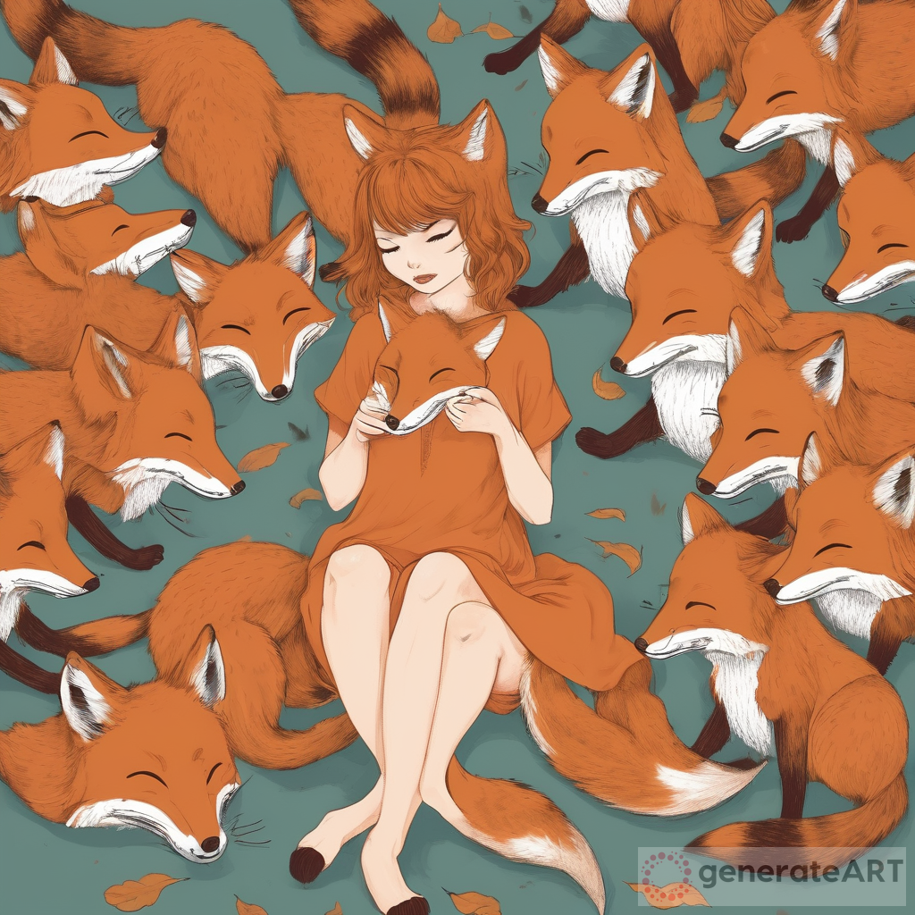 Enchanting Barefoot Fox Girl and Foxes
