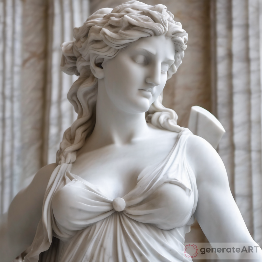 Tall Greek Goddess Statue in White Marble