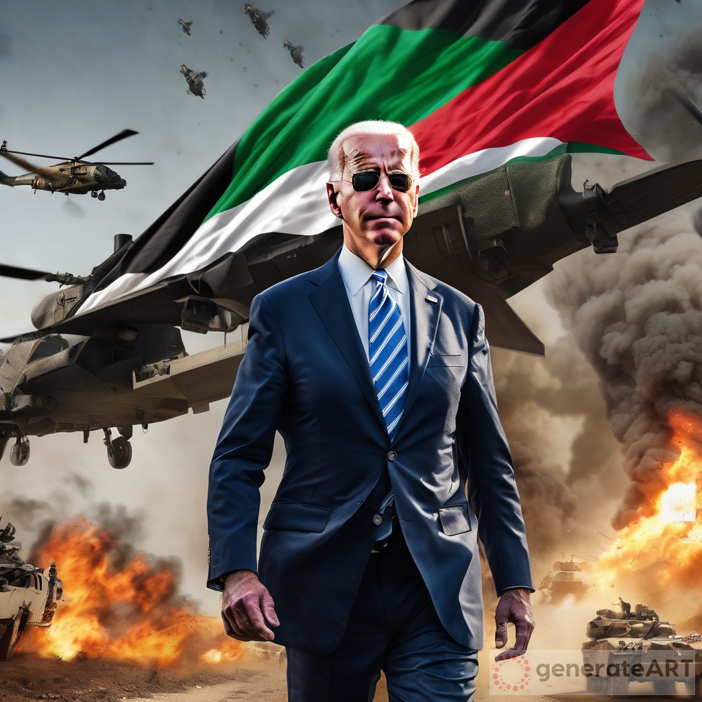 Joe Biden 4k Movie Poster: Realistic M4A1 in Palestine War