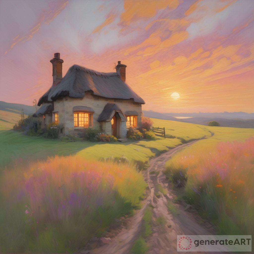 Impressionist Painting: Cottage at Sunrise