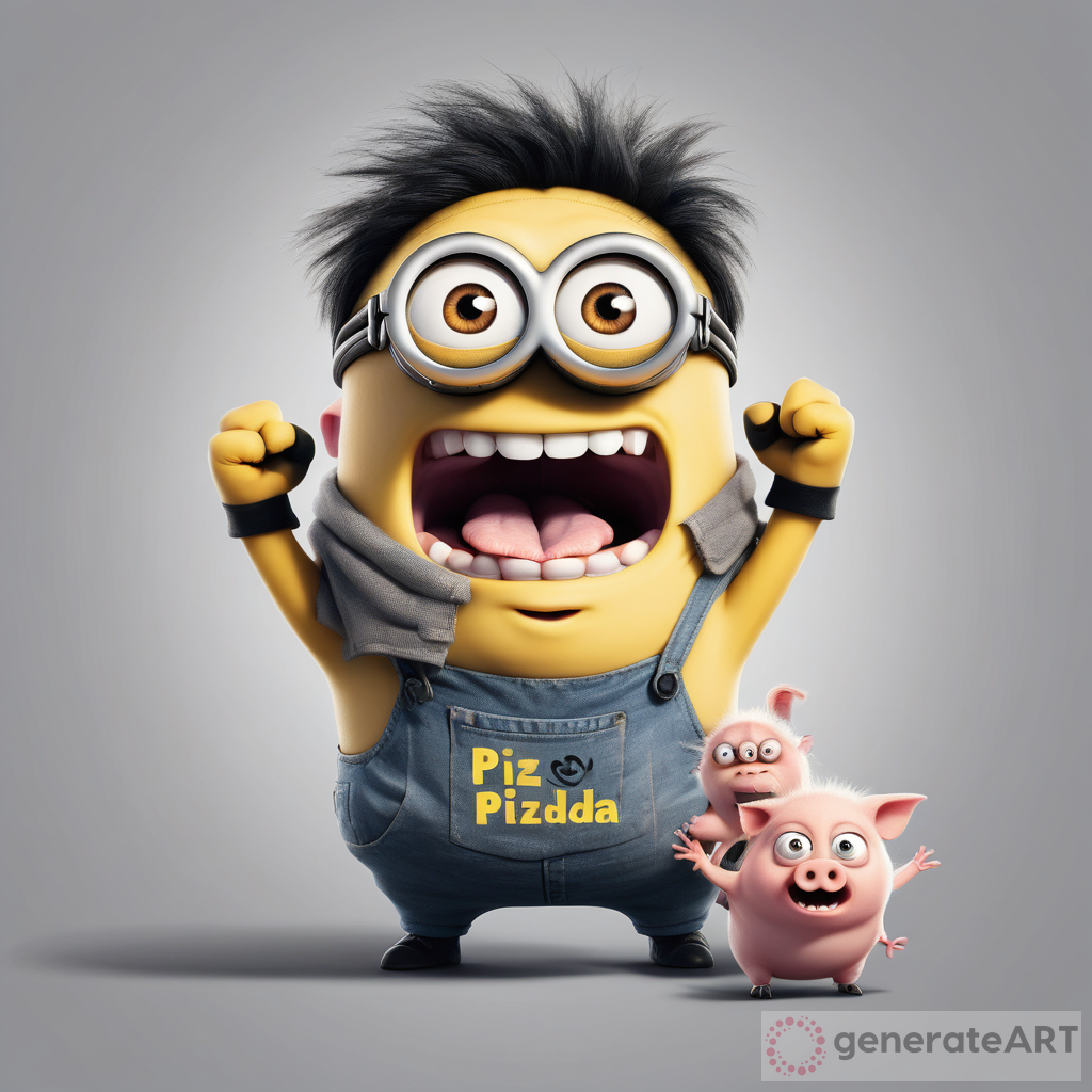 Pumped-Up Minion with Scared Pig