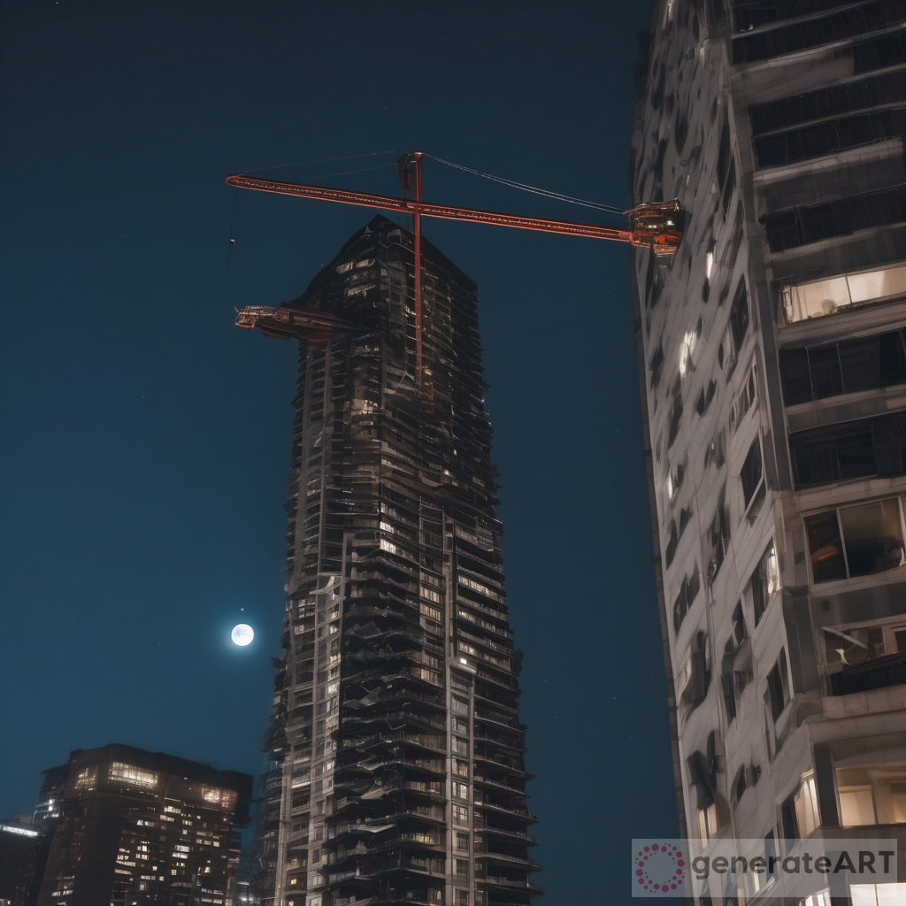 Mesmerizing Crescent Moon Scene in Urban Setting