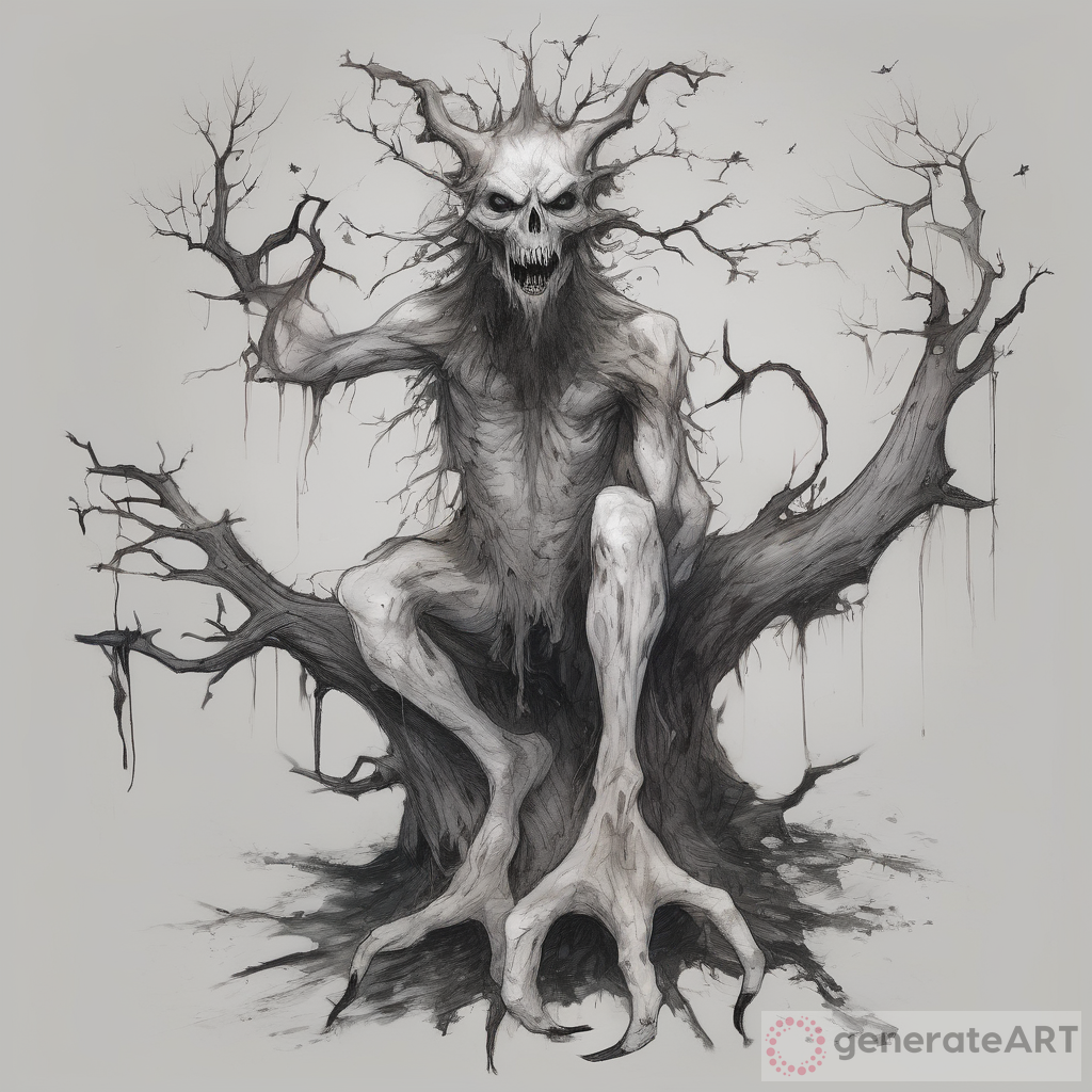 Terrifying White Demon in Trees