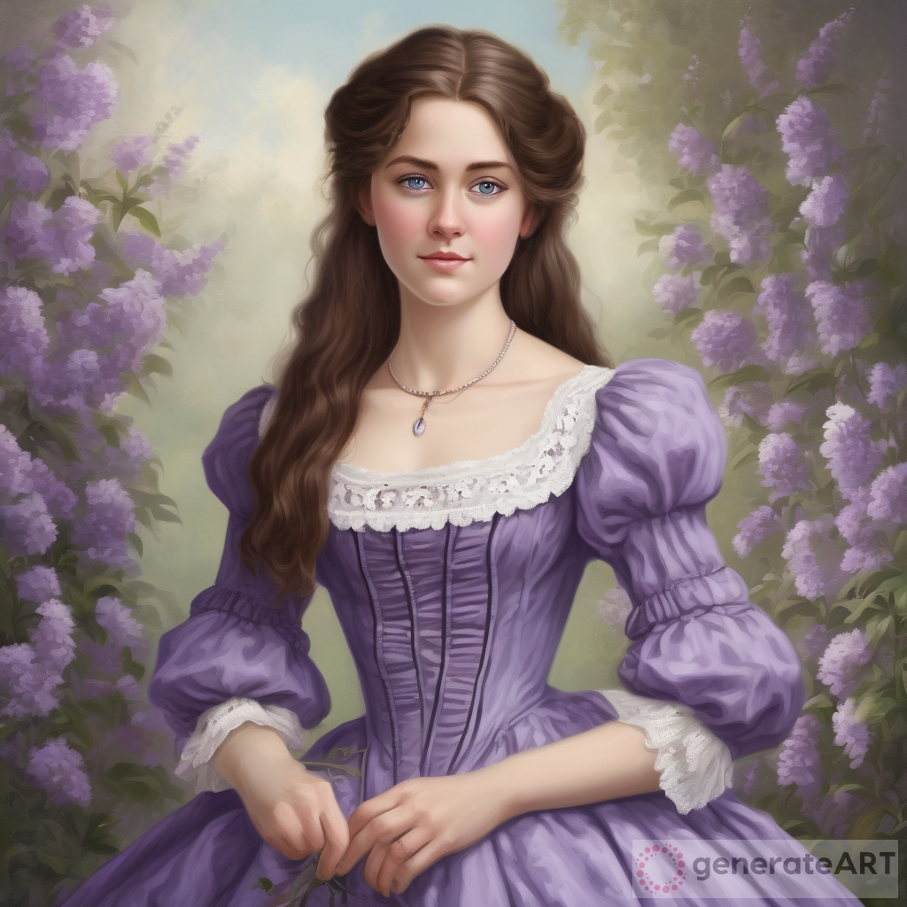 Elegance in Purple: Victorian Era Woman | GenerateArt