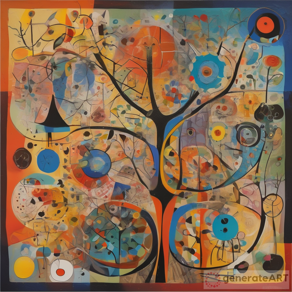 Intricate Abstract Painting With Mirò And Klimt Influences 