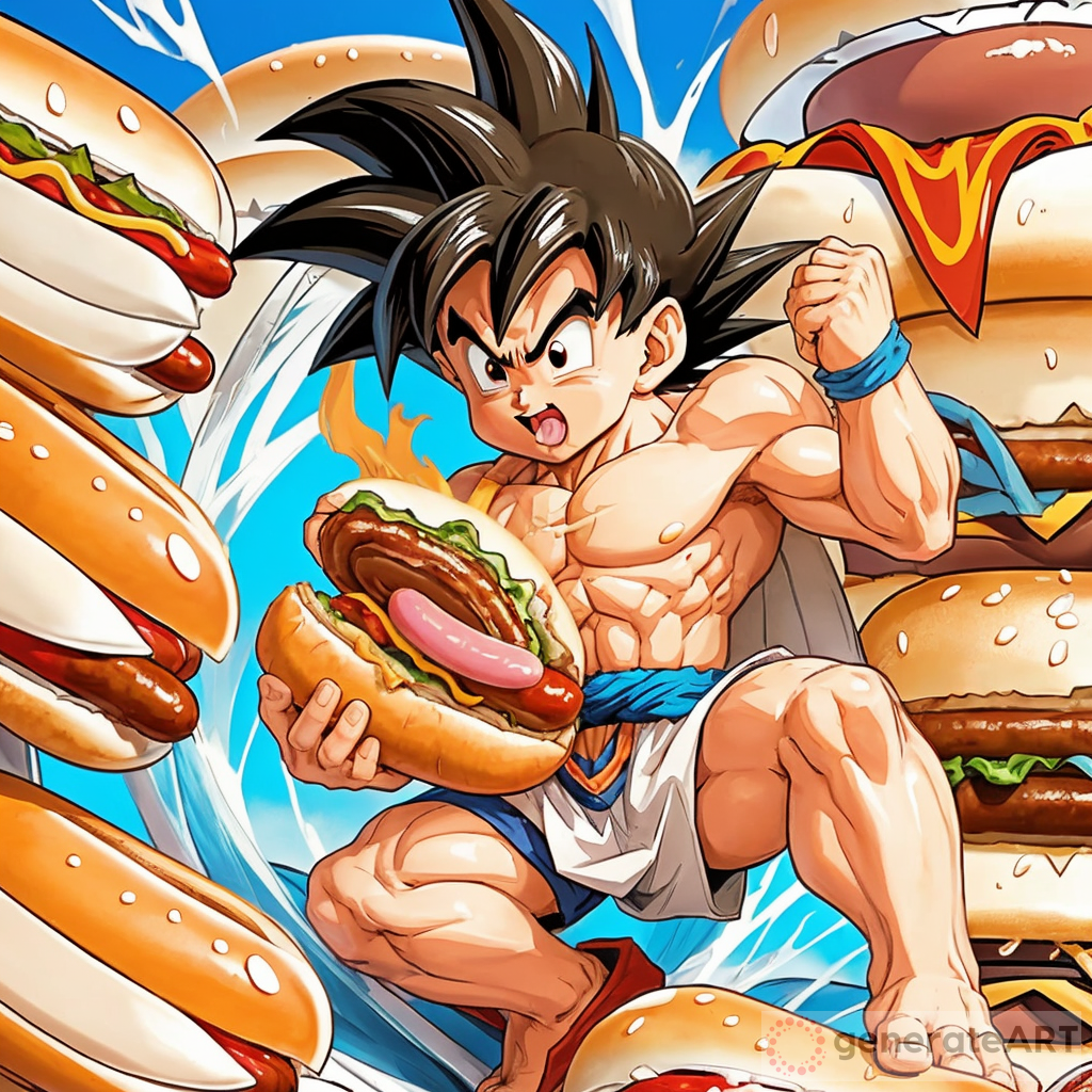Goku Eating Hotdog Art Prompt #DBZ
