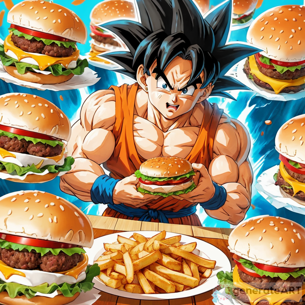 Goku Adult Eating Hamburger