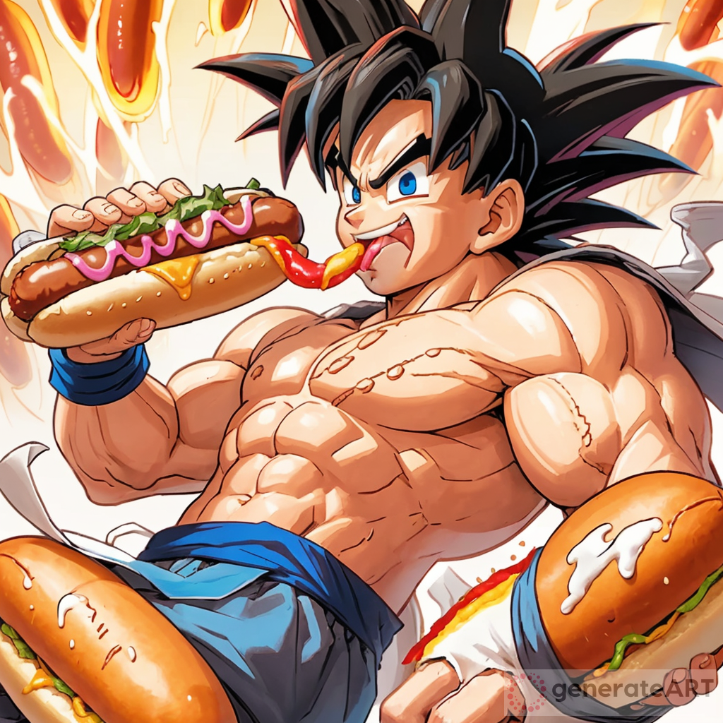 Goku Adult Eating Hotdog - Nostalgic Dragon Ball Moment