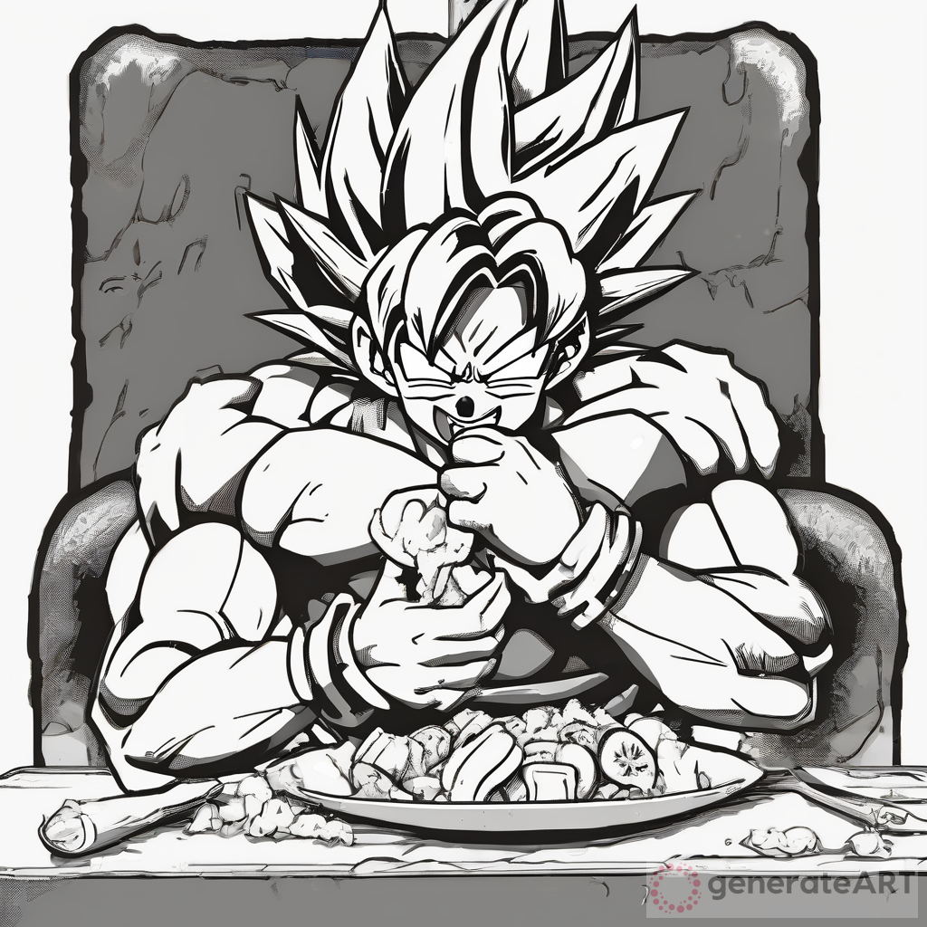 Saiyan Warrior Goku Savoring Banana | GenerateArt