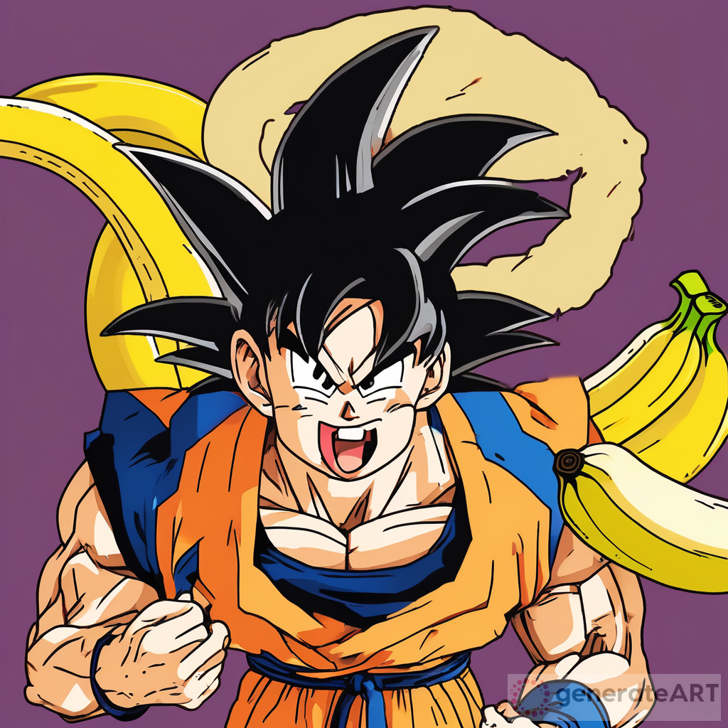 Saiyan Warrior Goku Savoring Banana