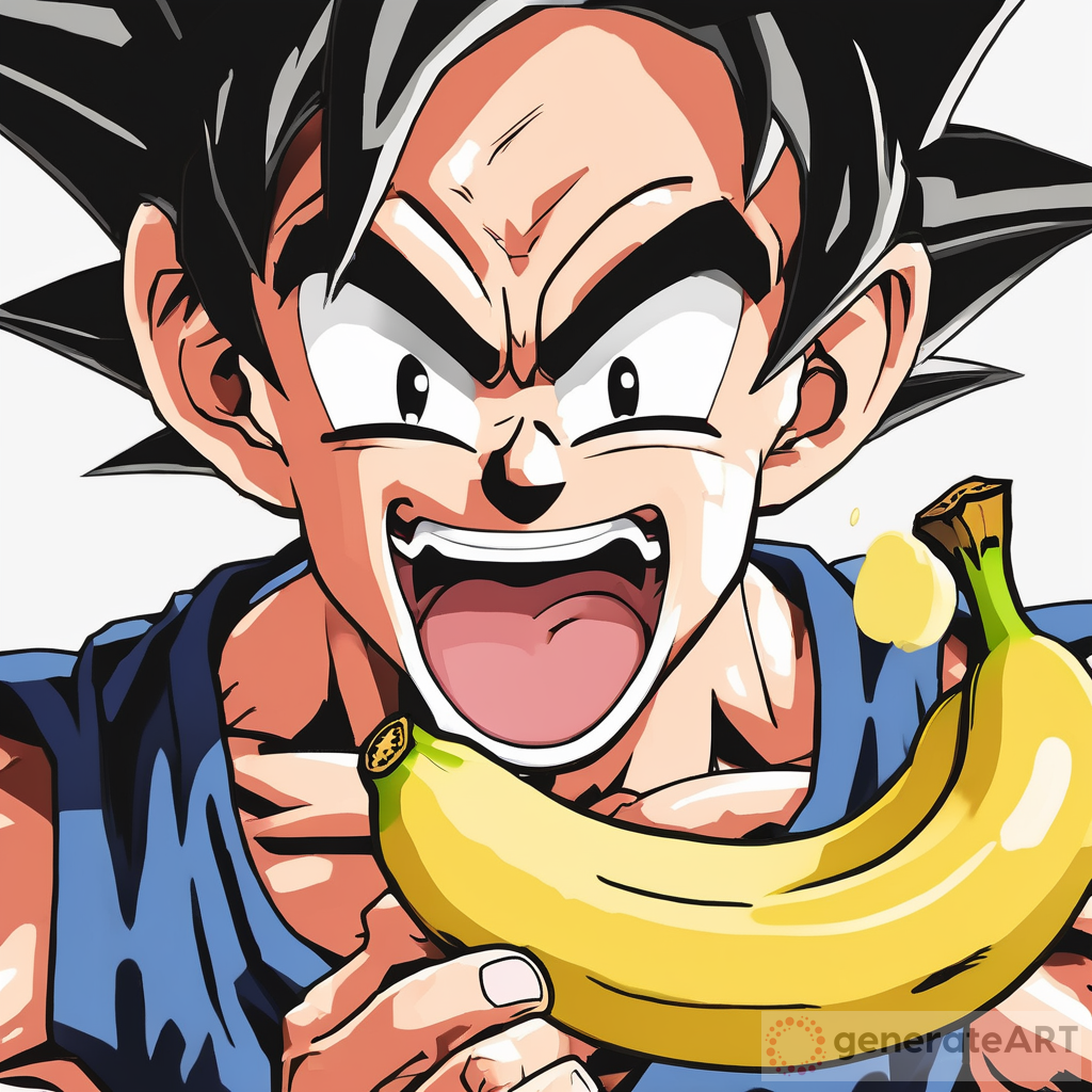 Goku Eating Banana: Dragon Ball Warrior's Moment of Peace
