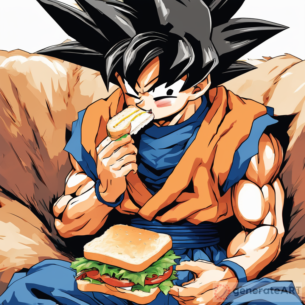 Goku's Sandwich Break - Powering Up with Every Bite