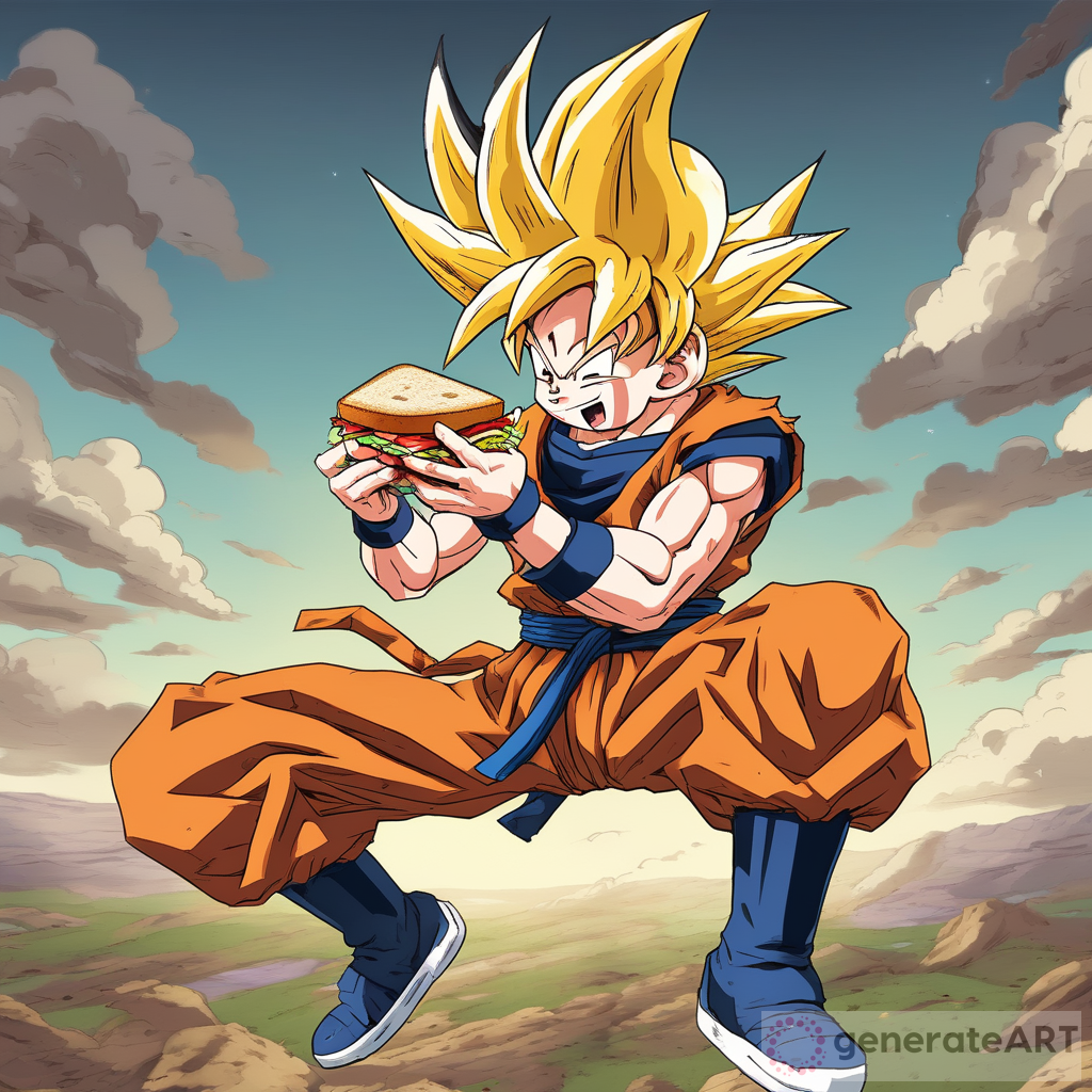 Power Boost: Goku Eating Sandwich | GenerateArt