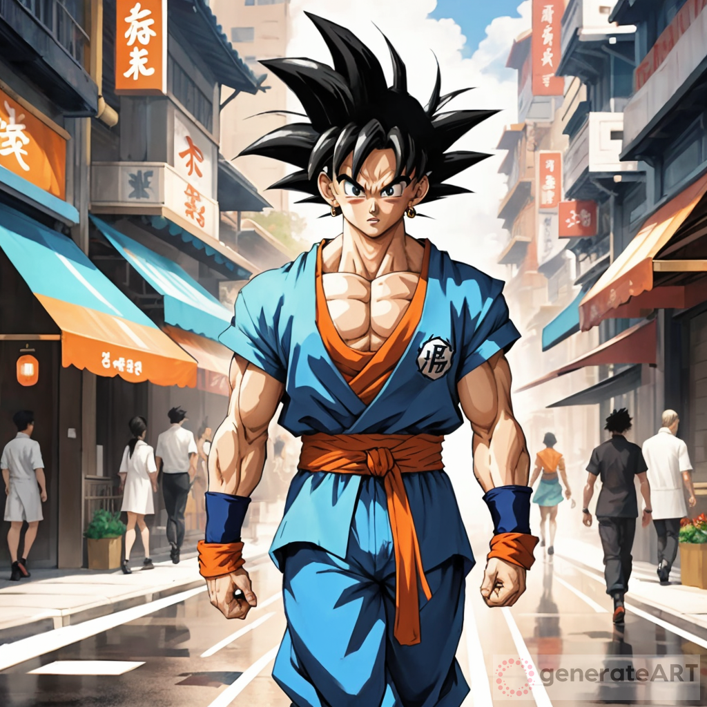 Power and Kindness: Goku Walking | GenerateArt